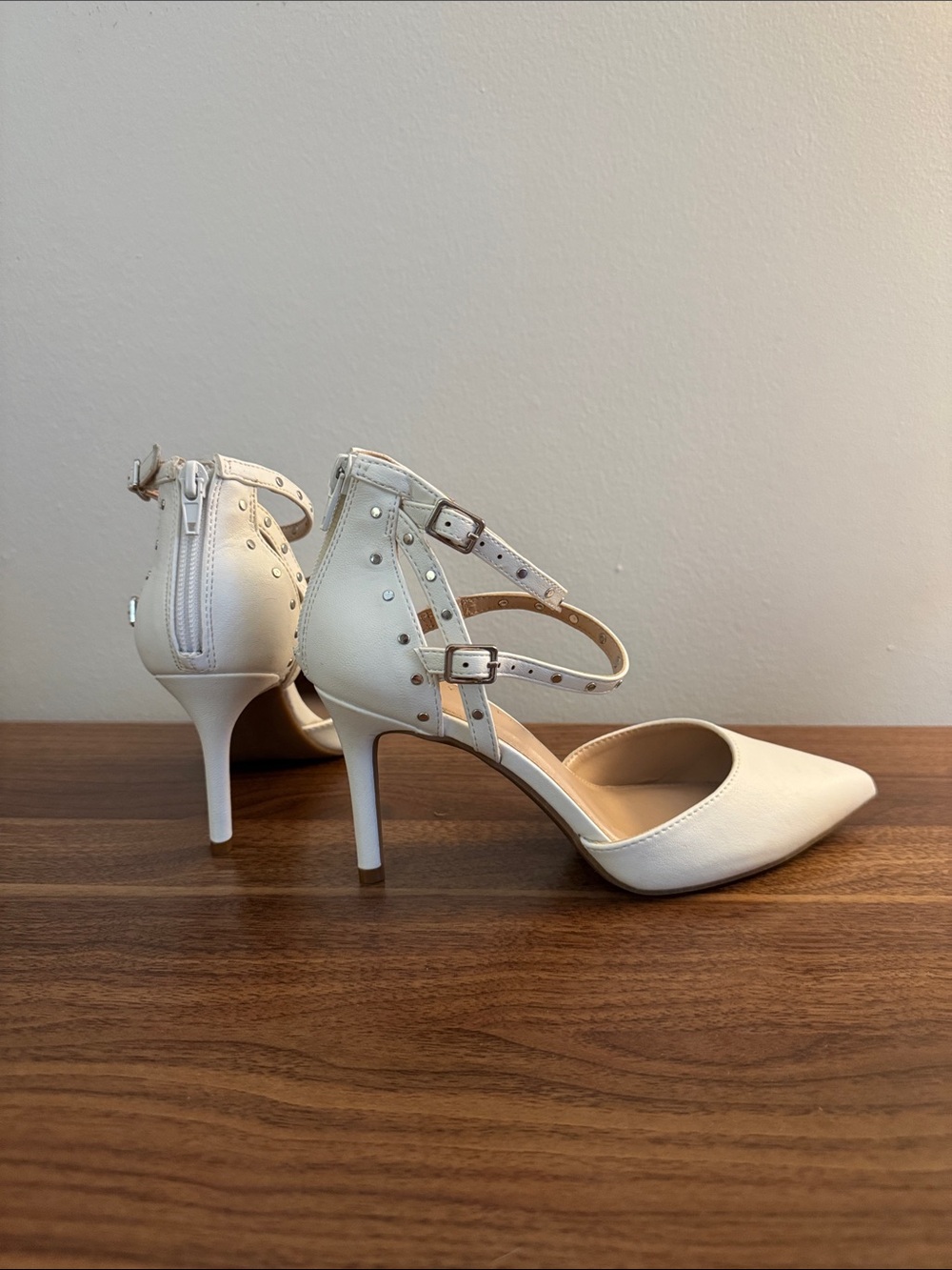 Kelly & Kate White Pointed-Toe Ankle-Strap Heels - Picture 3 of 3